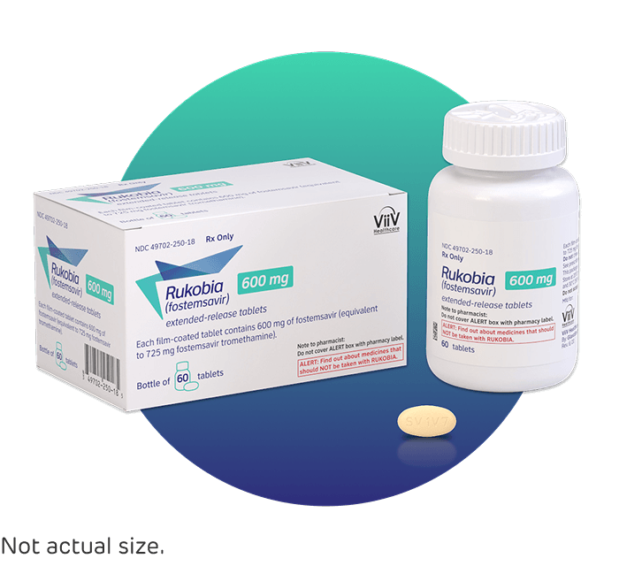 RUKOBIA box and bottle packaging with a pill being shown.