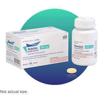 RUKOBIA box and bottle packaging with a pill being shown.