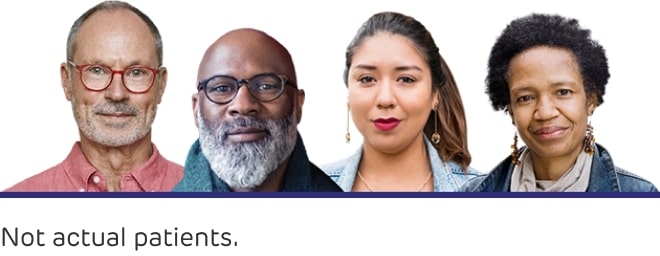 Headshots of 2 men and 2 women, various ethnicities and ages, lined up next to each other. Not actual patients.