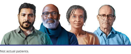 Headshots of 2 men and 2 women, various ethnicities and ages, lined up next to each other. Not actual patients.