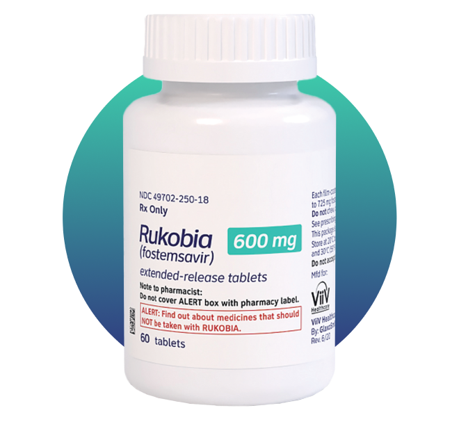 Image of bottle containing RUKOBIA 600 mg tablets